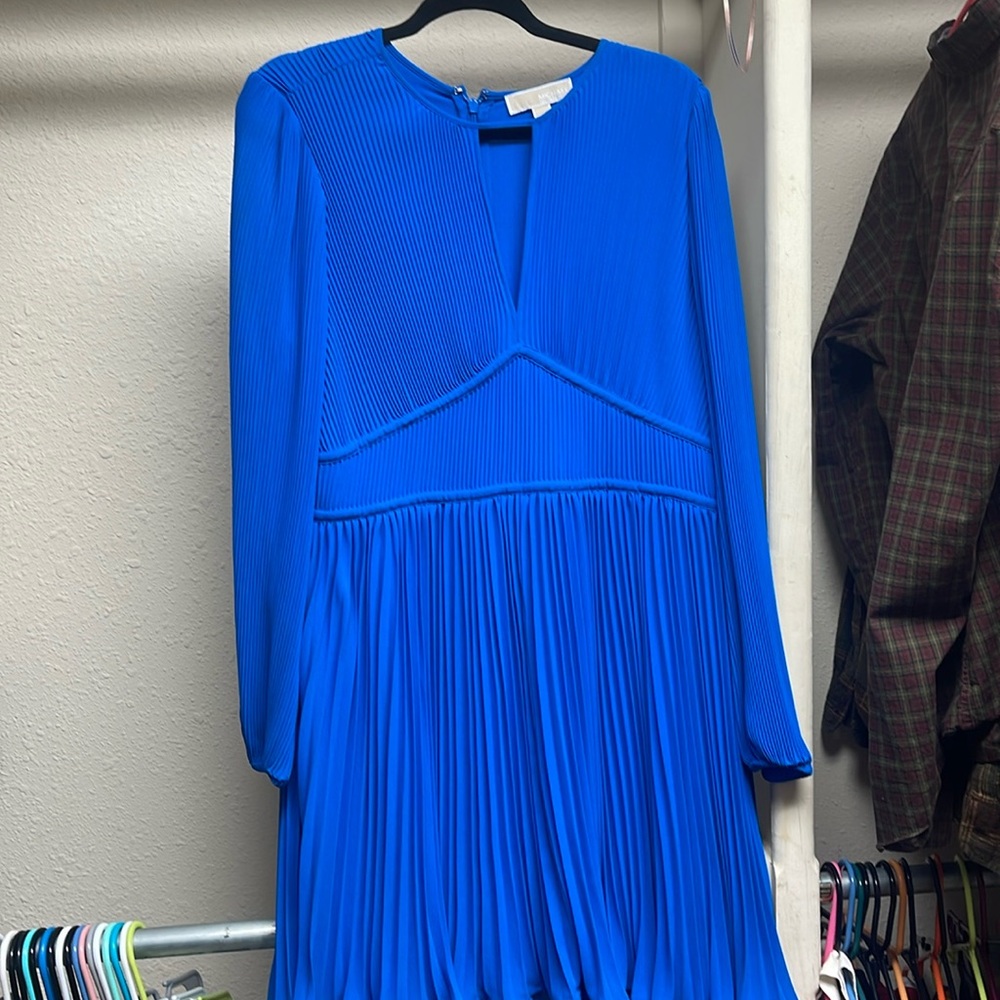 Michael Kors Grecian blue pleated dress XL